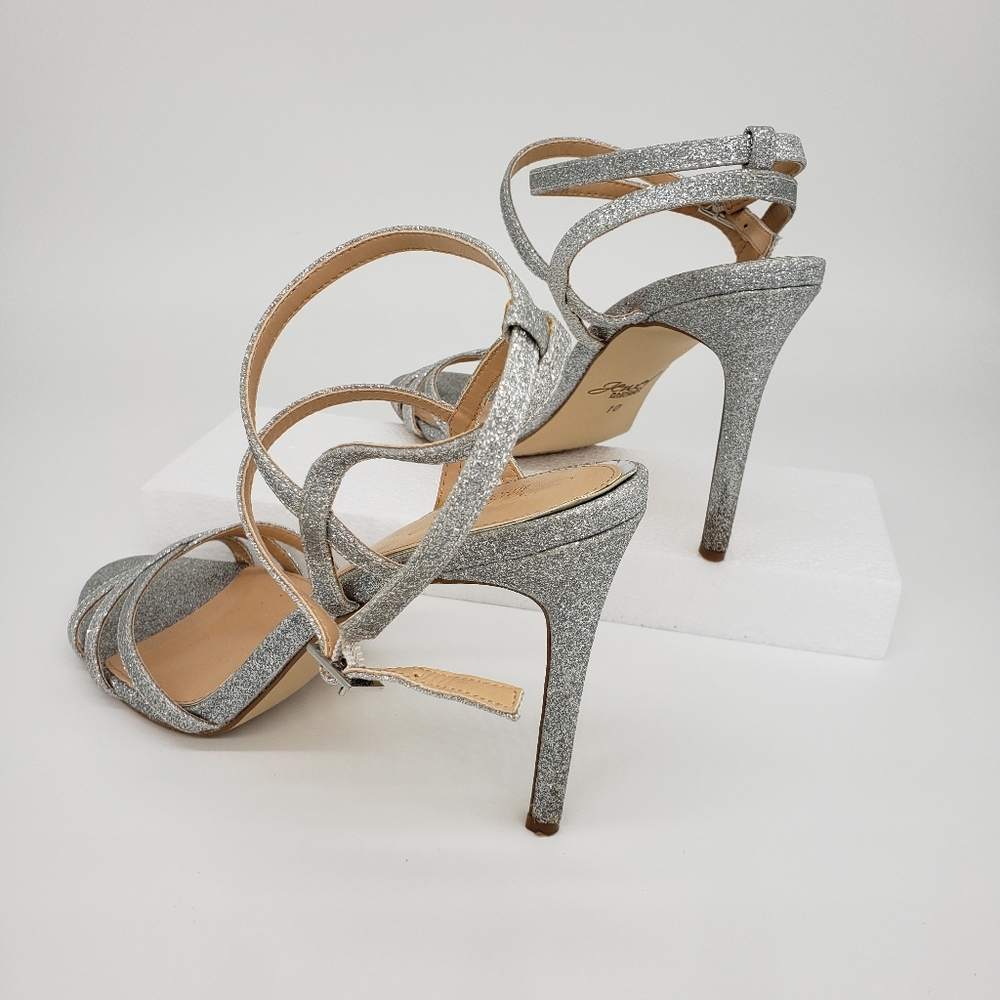 Badgley Mischka Jewel Silver Glitter Heels - Picture 5 of 6